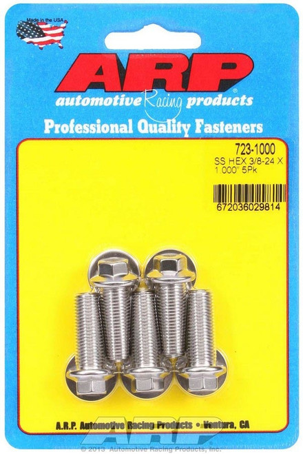 Bolt - 3/8-24 in Thread - 1 in Long - 3/8 in Hex Head - Stainless - Polished - Universal - Set of 5