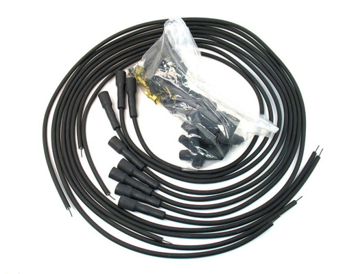 Spark Plug Wire Set - Stock-Look - Spiral Core - 7 mm - Black - Straight Plug Boots - Socket Style - Universal 8-Cylinder - Kit