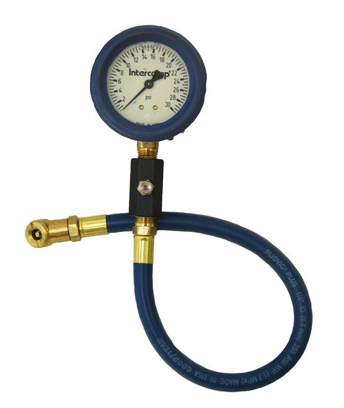 Tire Pressure Gauge - Deluxe - 0-30 psi - Analog - 2-1/2 in Diameter - Liquid Filled - White Face - 1/2 lb Increments - Each