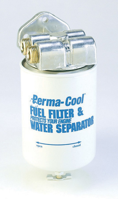 Fuel Filter - High Performance - Canister - 2 Micron - Paper Element - 1/2 in NPT Female Inlet - 1/2 in NPT Female Outlet - Bracket / Plugs - Aluminum - Natural - Each