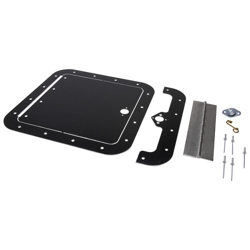 Access Door - 8 in Square Door - Hinge / Hardware Included - Aluminum - Black Paint - Kit Access Door - 8 in Square Door - Hinge / Hardware Included - Aluminum - Black Paint - Kit