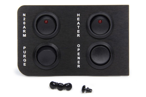 Switch Panel - Dash Mount - 2 Rockers / 1 Momentary Rocker / 1 2-Way Momentary Rocker - Indicator Lights - Black Anodized - GM F-Body 1998-2002 - Kit