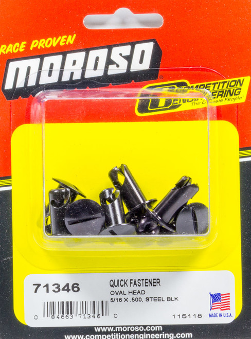 Quick Turn Fastener - Oval Head - Slotted - 5/16 x 0.500 in Body - Steel - Black Paint - Set of 10