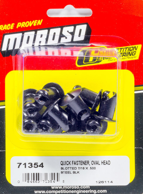 Quick Turn Fastener - Oval Head - Slotted - 7/16 x 0.500 in Body - Steel - Black Paint - Set of 10