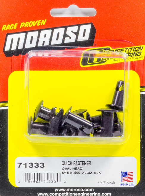 Quick Turn Fastener - Oval Head - Slotted - 5/16 x 0.500 in Body - Aluminum - Black Anodized - Set of 10