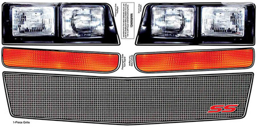 Graphics - Mesh Grille - Nose - Laminated Protective Coating - Chevy Monte Carlo 1983-88 - Kit