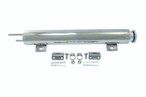 Overflow Tank - 22 oz - 15 in Tall - 2 in Diameter - 1/4 in Hose Barb Inlet - 1/4 in Hose Barb Outlet - Stainless - Polished - Each Overflow Tank - 22 oz - 15 in Tall - 2 in Diameter - 1/4 in Hose Barb Inlet - 1/4 in Hose Barb Outlet - Stainless - Polished - Each