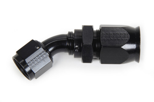 Fitting - Hose End - Race-Rite - PTFE Hose - 45 Degree - 10 AN Hose to 10 AN Female - Swivel - Aluminum - Black Anodized - Each Fitting - Hose End - Race-Rite - PTFE Hose - 45 Degree - 10 AN Hose to 10 AN Female - Swivel - Aluminum - Black Anodized - Each