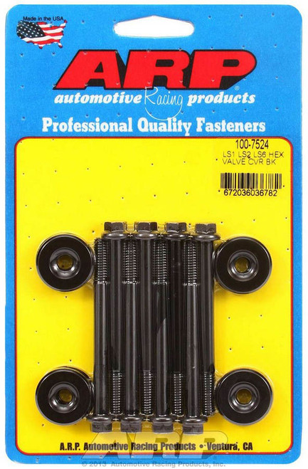 Valve Cover Fastener - Bolt - 6 mm Male Thread - 2.755 in Long - Hex Head - Washers Included - Chromoly - Black Oxide - GM LS-Series - Set of 8