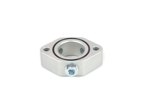 Water Neck Spacer - 1 in Thick - Two 3/8 in NPT Ports - 1/2 in NPT Gauge Port - O-Ring - Billet Aluminum - Clear Anodized - Chevy V8 - Kit