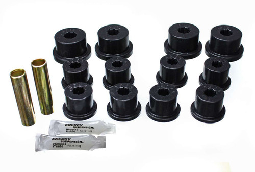 Leaf Spring Bushing Kit - Hyper-Flex - Front / Rear - Polyurethane / Steel - Black / Cadmium - Suzuki Samurai 1986-95 - Kit