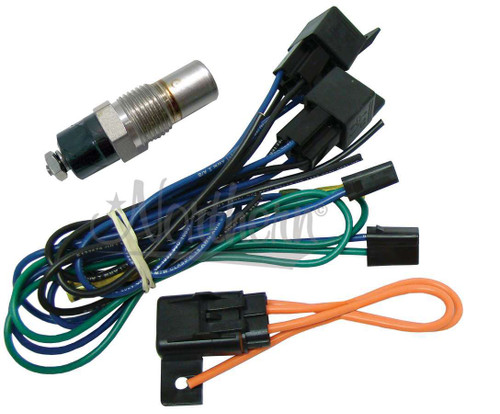 Temperature Switch - Electric - 185 Degree On - 165 Degree Off - 3/8 in NPT Male - Dual Fan Relay - Wiring Harness - Kit