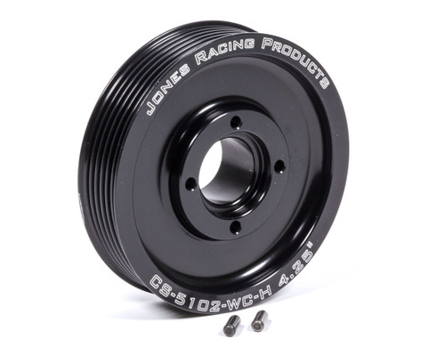 Crankshaft Pulley - Serpentine - 6-Rib - 4.250 in Diameter - 1 in Mandrel - Dual Dowel - Aluminum - Black Anodized - Each