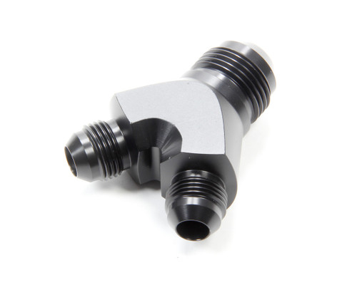 Fitting - Y Block - 12 AN Male Inlet - Dual 8 AN Male Outlets - Aluminum - Black Anodized - Each