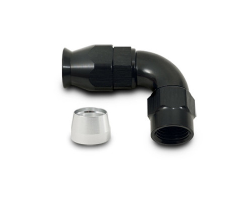 Fitting - Hose End - 90 Degree - 16 AN PTFE Hose to 16 AN Female - Aluminum - Black Anodized - Each