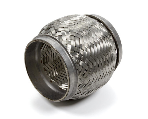 Exhaust Flex Pipe - Standard Flex - Weld-On - Flexible - 3 in Inlet - 3 in Outlet - 4 in Long - Inner Braided Liner - Stainless - Each