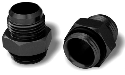 Fitting - Adapter - Straight - 12 AN Male to 12 AN Male O-Ring - Aluminum - Black Anodized - Moroso Vacuum Pump - Pair