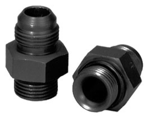Fitting - Adapter - Straight - 10 AN Male to 10 AN Male O-Ring Seal - Aluminum - Black Anodized - Pair