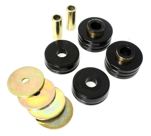 Body Mount Bushing - Hyper-Flex - 0.5 in ID - 2.5 in OD - Hardware Included - Polyurethane / Steel - Black / Cadmium - Pair