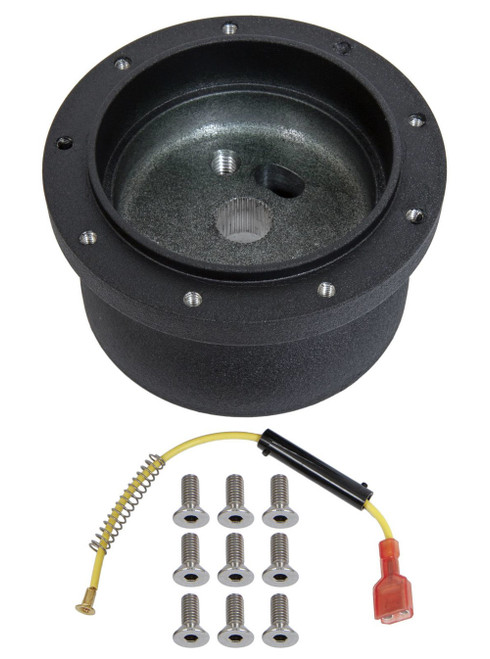 Steering Wheel Adapter - Lecarra 9 Bolt Steering Wheels to OE Column - Aluminum - Black Anodized - International Scout 1961-80 - Kit