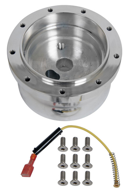 Steering Wheel Adapter - Lecarra 9 Bolt Steering Wheels to OE Column - Aluminum - Polished - International Scout 1961-80 - Kit