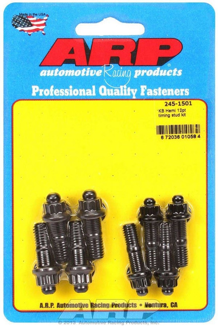 Timing Cover Stud Kit - 12 Point Nuts - Chromoly - Black Oxide - Keith Black - Mopar 426 Hemi - Set of 8