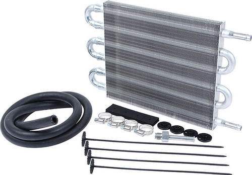 Fluid Cooler - 12 x 7.5 x 0.75 in - Tube Type - 3/8 in Hose Barb Inlet / Outlet - Fitting Included - Hardware / Hose - Aluminum - Automatic Transmission - Kit