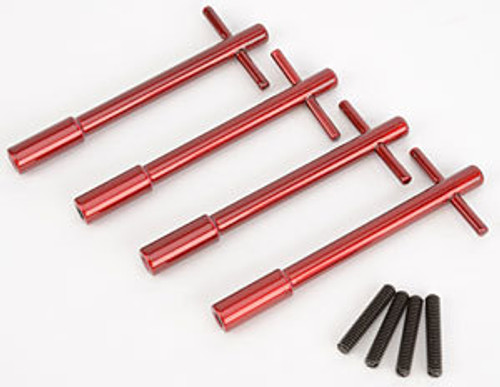 Valve Cover Fastener - Stud - 1/4-20 in Thread - 1.375 in Long - Wing Nuts - 4-1/4 in Long - Aluminum - Red Anodized Coat - Set of 4 Valve Cover Fastener - Stud - 1/4-20 in Thread - 1.375 in Long - Wing Nuts - 4-1/4 in Long - Aluminum - Red Anodized Coat - Set of 4