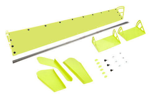 Spoiler - 72 x 8 in - Adjustable - 2-Piece - Plastic - Fluorescent Yellow - Dirt Late Model - Kit