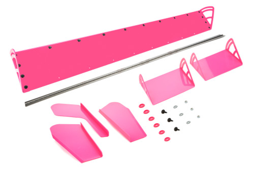 Spoiler - 72 x 8 in - Adjustable - 2-Piece - Plastic - Pink - Dirt Late Model - Kit