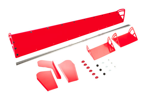 Spoiler - 72 x 8 in - Adjustable - 2-Piece - Plastic - Red - Dirt Late Model - Kit