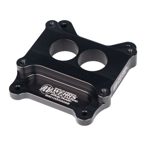 Carburetor Adapter - 1 in Thick - 2 Hole - Holley 2-Barrel to Spread Bore - Aluminum - Black Anodized - Each