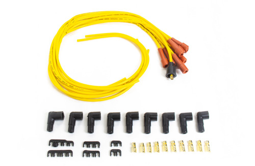 Spark Plug Wire Set - Super Stock - Spiral Core - 7 mm - Yellow - Straight Plug Boots - Socket Style - Cut-To-Fit - V8 - Kit