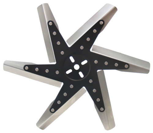 Mechanical Cooling Fan - Flex - 17 in Fan - 6 Blade - 5/8 in Pilot - Universal Bolt Pattern - Steel Hub / Stainless Blades - Black / Natural - Each