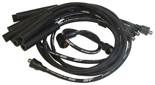 Spark Plug Wire Set - Street Fire - Spiral Core - 8 mm - Black - Factory Style Boots / Terminals - Small Block Mopar - Kit
