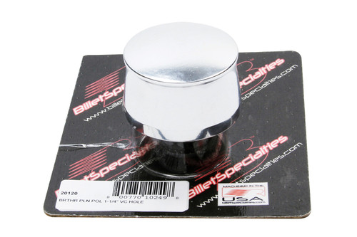 Breather - Push-In - Round - 1-1/4 in Hole - Aluminum - Polished - Each