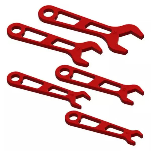 AN Wrench Set - Single End - 5 Piece - 6 AN to 16 AN - Aluminum - Red Anodized - Kit