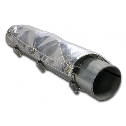 Exhaust Heat Shield - 6 x 24 in - Clamp-On - Aluminized Fiberglass - Silver - Up to 3.5 in Tubing - Kit