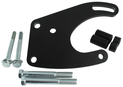 Power Steering Pump Bracket - Driver Side - Head Mount - Hardware Included - Steel - Black Paint - Saginaw P Series - Small Block Ford - Kit