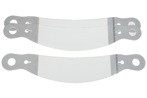 Helmet Shield Tear Off - Perimeter Seal - 2 mm Thick - 12-3/4 in Center to Center - Plastic - Clear - Simpson / Impact Helmets - Set of 30