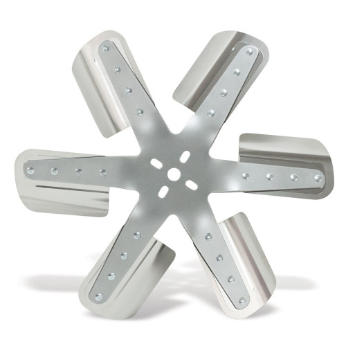 Mechanical Cooling Fan - Flex Fan - 18 in Fan - 6 Blade - 5/8 in Pilot - 1-3/4 to 2-1/2 in Bolt Pattern - Steel Hub / Stainless Blades - Silver / Natural - Each