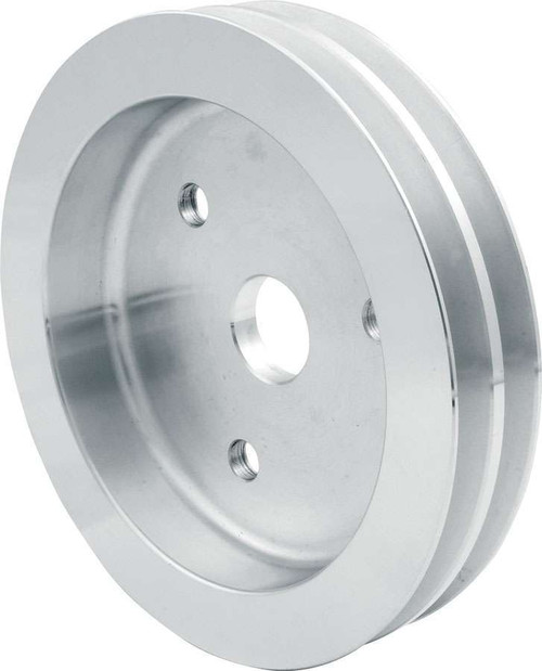 Crankshaft Pulley - V-Belt - 2 Groove - 6.625 in Diameter - 1 to 1 - Aluminum - Natural - Short Water Pump - Small Block Chevy - Each