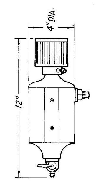 Breather Tank - 4 in Diameter x 12 in Tall - 6 AN Inlet - Breather Included - Ball Valve Drain - Plastic - Black - Each