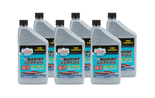 Gear Oil - M8 Marine - 75W90 - Limited Slip Additive - Synthetic - 1 qt Bottle - Set of 6