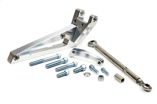 Alternator Bracket - Deluxe - Driver Side - High Mount - Head Mount - Aluminum - Clear Powder Coat - Short Water Pump - GM 10SI Alternators - Big Block Chevy - Kit