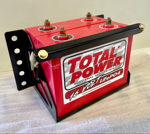 Battery Tray - 9.25 in Length x 6.375 in Wide x 7 in Height - Hardware Included - Steel - Black Powder Coat - Kit