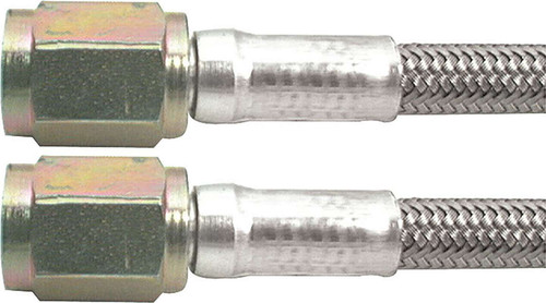 Brake Hose - 96 in Long - 3 AN Hose - 3 AN Straight Female to 3 AN Straight Female - Braided Stainless - PTFE Lined - Each