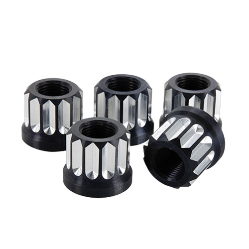 Lug Nut - 5/8-18 in Thread - 12 Point Head - Aluminum - Black Anodized - Set of 5