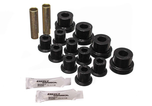 Leaf Spring Bushing Kit - Hyper-Flex - Front - Polyurethane / Steel - Black / Cadmium - Jeep CJ 1976-86 - Kit