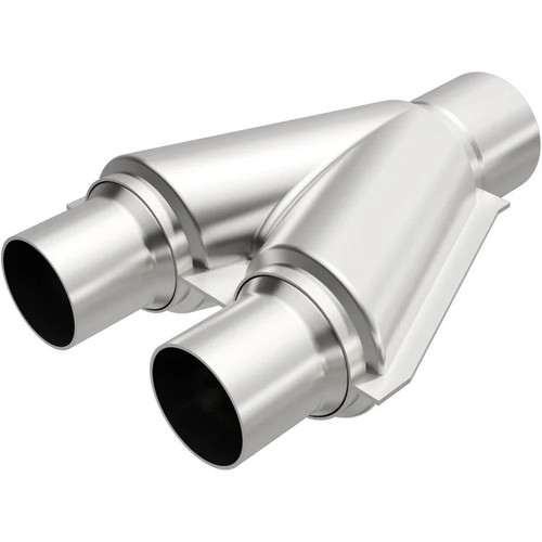 Exhaust Y-Pipe - 3 in Inlets - 3 in Outlet - Stainless - Natural - Universal - Each